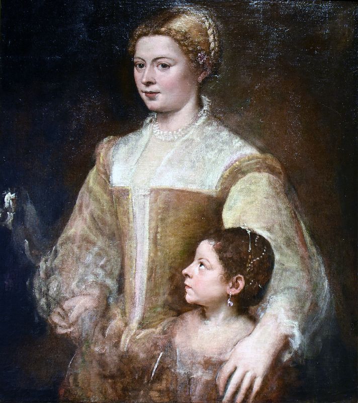 Titian 1550 The Portrait of a Lady and Her Daughter From Cobbe Collection Hatchlands Park England At New York Met Breuer Unfinished